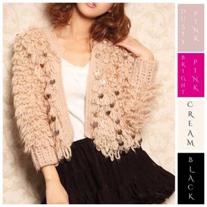 🆕 Hand Knit Large Sequin Loop Knit Sweater C69